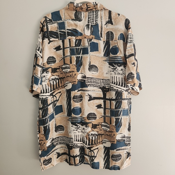 Vintage Expressions World Wide Havana Men's Abstract Print Shirt - Picture 4 of 12